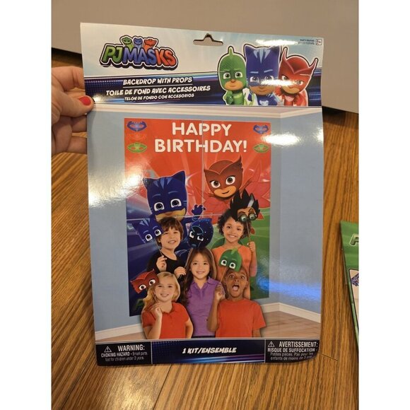 PJ Masks Birthday Party Decoration Personalize Banner Backdrop Candles Napkins - Picture 2 of 11
